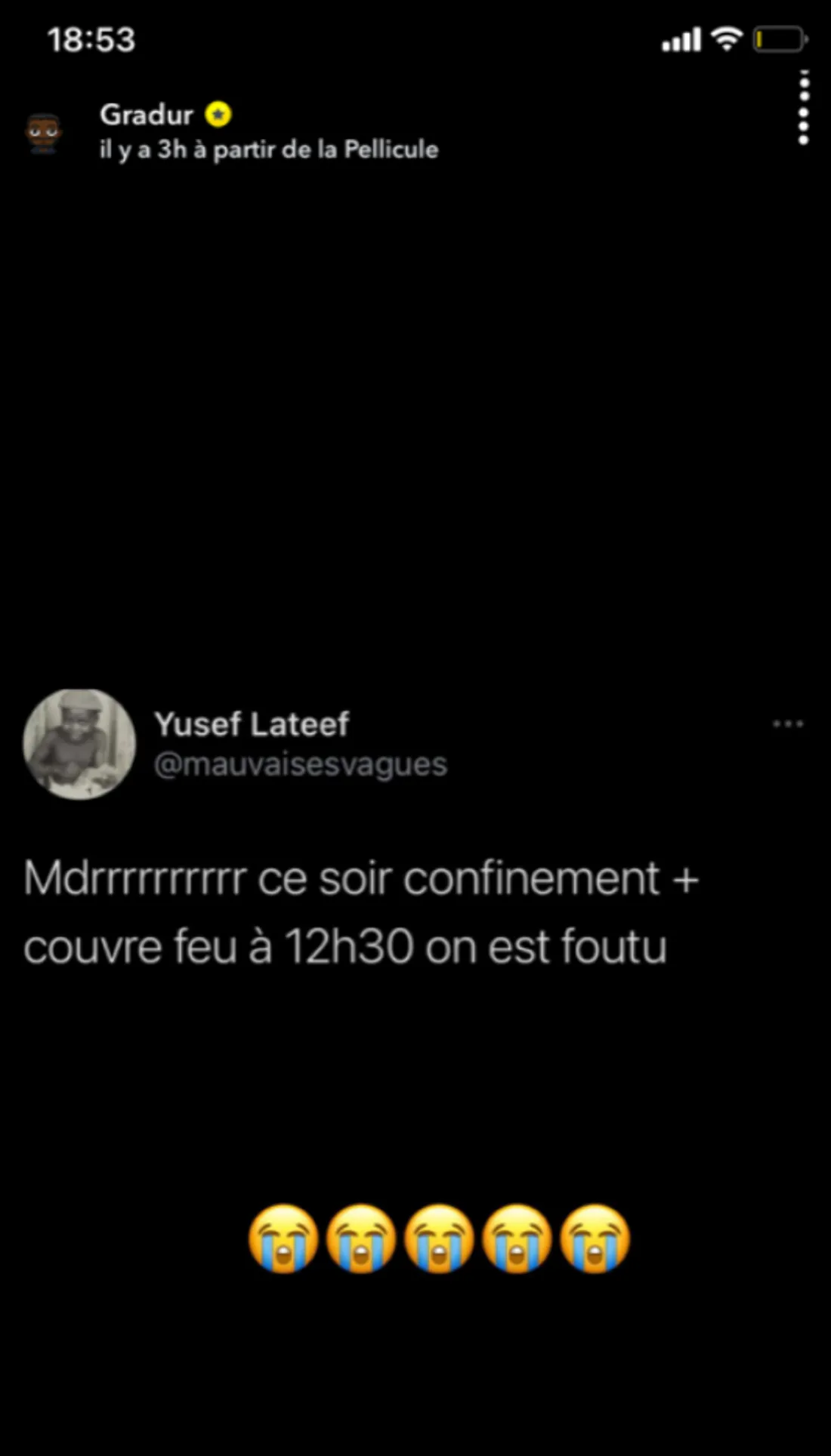 Capture d'écran Snapchat Gradur